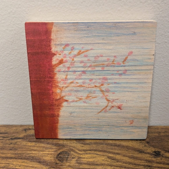 "Four Seasons Tree" Rustic Tree Art on 4.5" Square Wooden Coasters - Picture 3 of 8